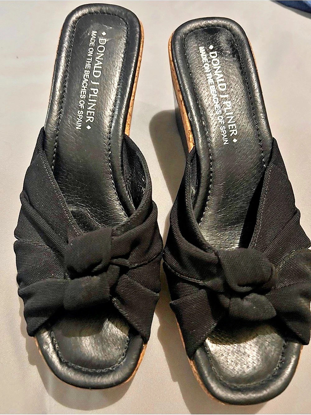 Donald J Pliner Charm Black Knot Wedge Sandals
